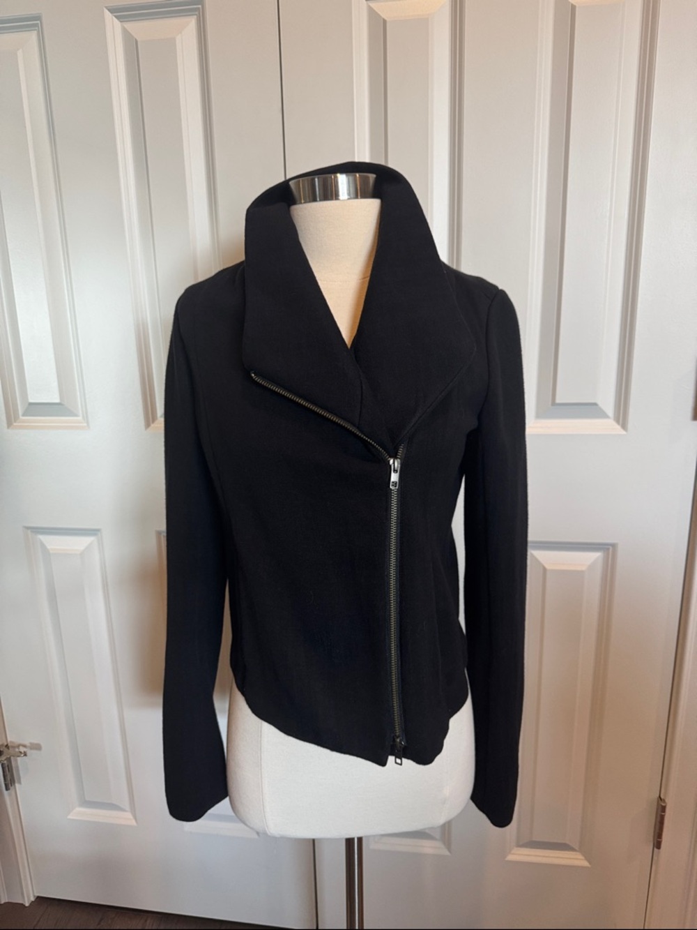 Vince Black Asymmetric Zip Leather Jacket